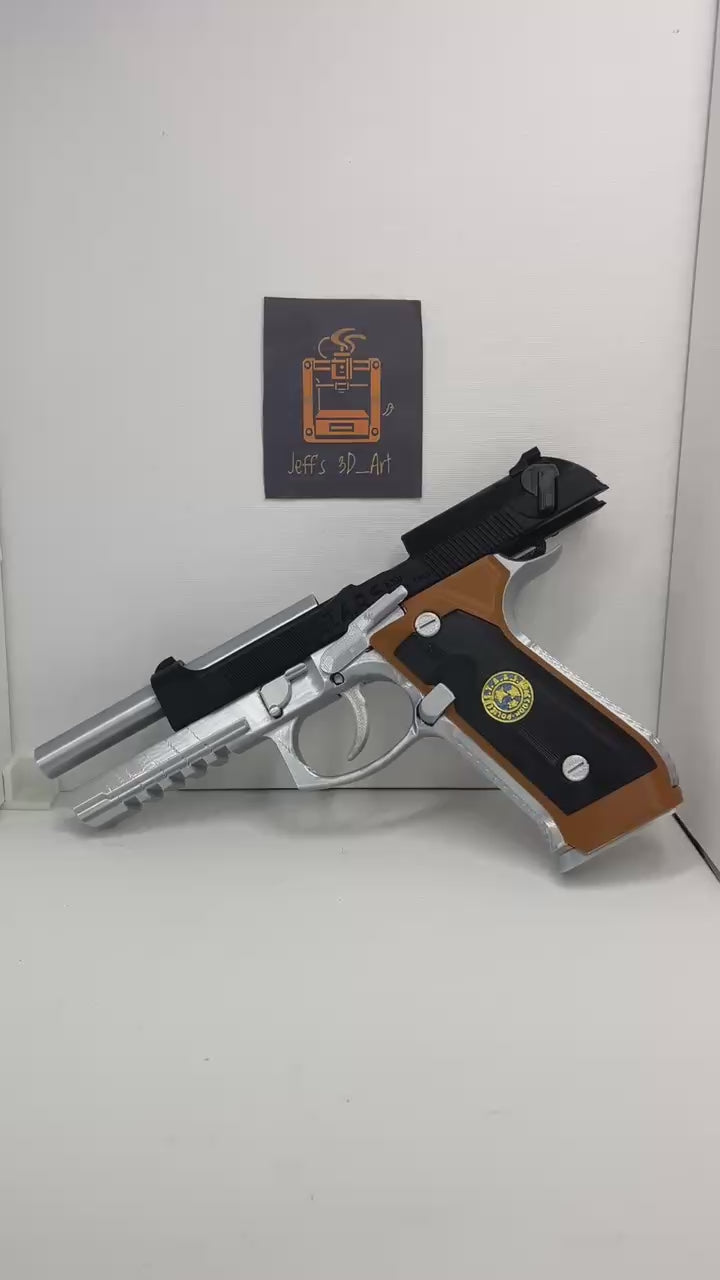 Beretta 92F Samurai Edge Resident Evil handgun Moving Slide 1:1 Prop Only Silver