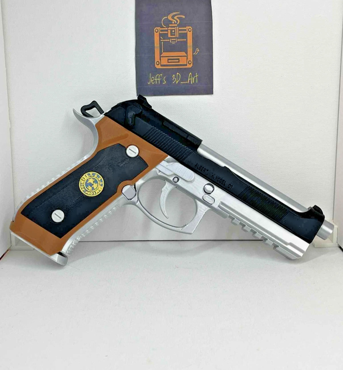 Beretta 92F Samurai Edge Resident Evil handgun Moving Slide 1:1 Prop Only Silver