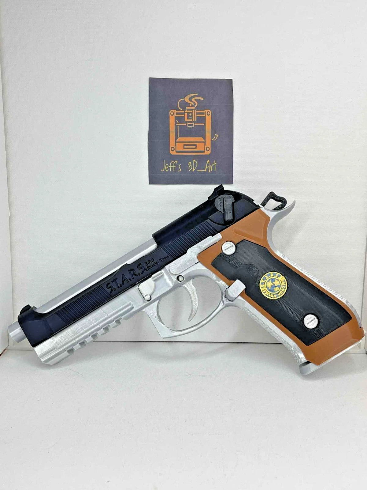 Beretta 92F Samurai Edge Resident Evil handgun Moving Slide 1:1 Prop Only Silver