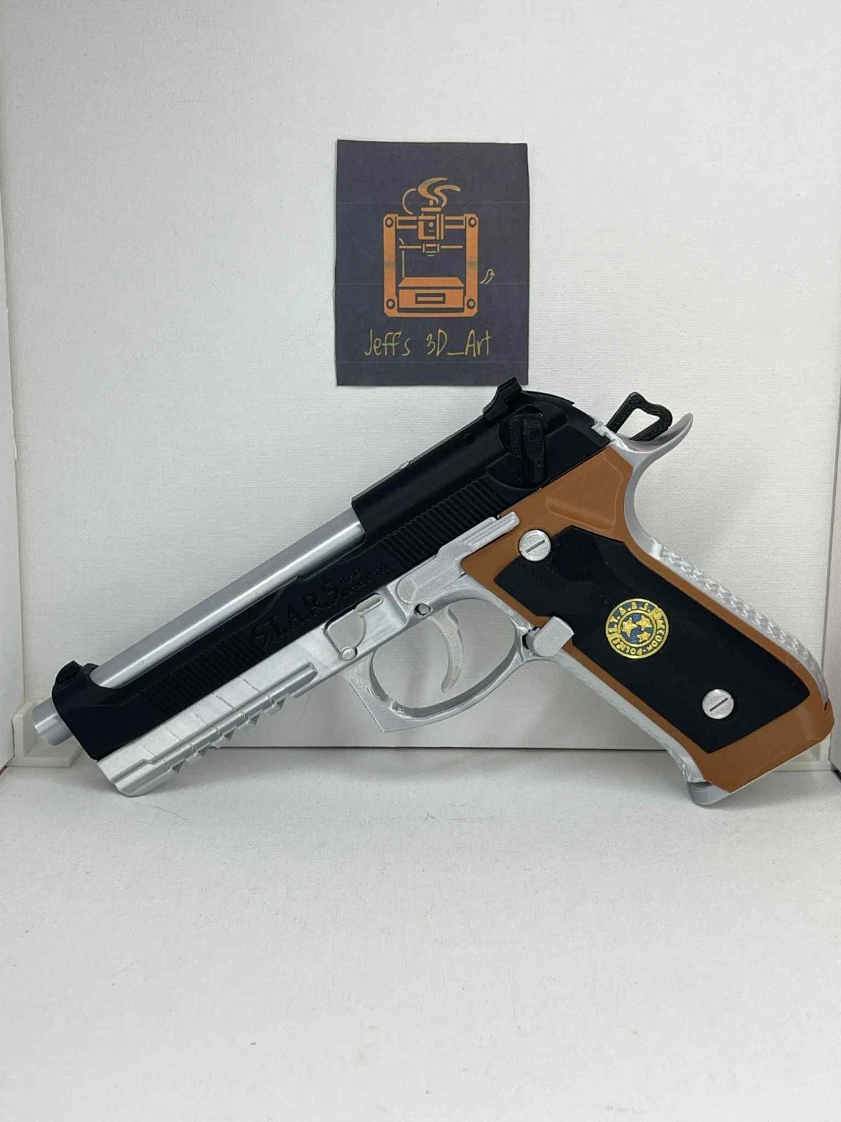Beretta 92F Samurai Edge Resident Evil handgun Moving Slide 1:1 Prop Only Silver